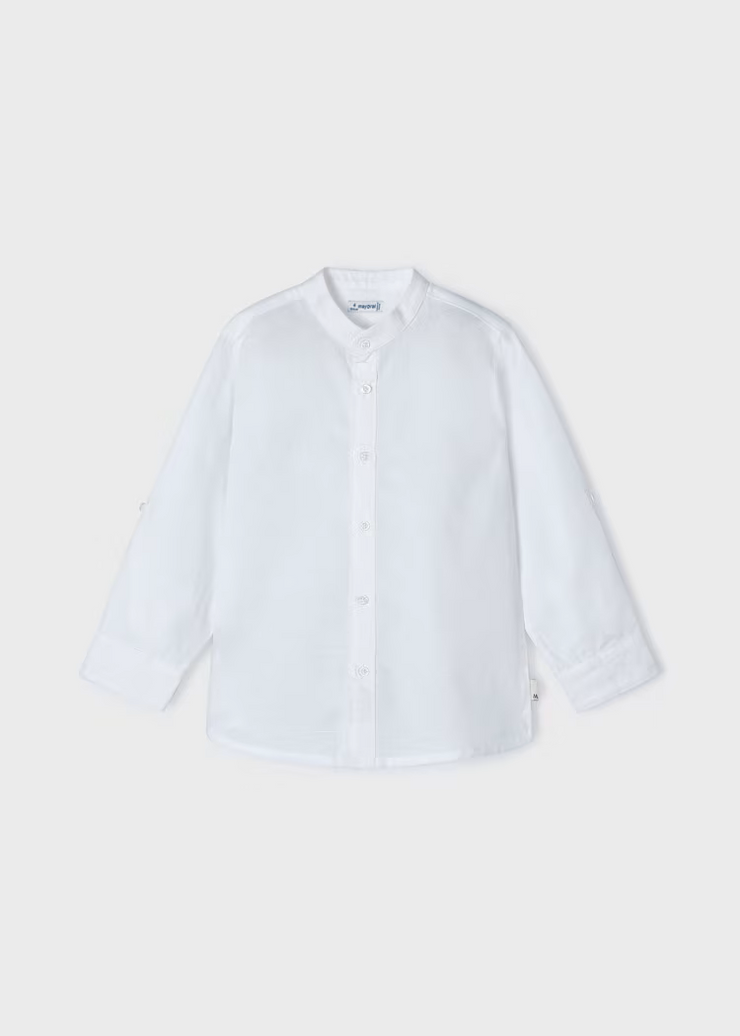 MAYORAL GRANDAD COLLAR DRESS SHIRT - WHITE