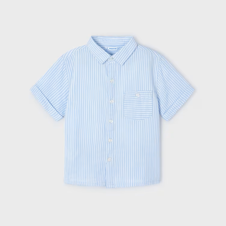 MAYORAL STRIPED BUTTON DOWN SHIRT - POWDER BLUE