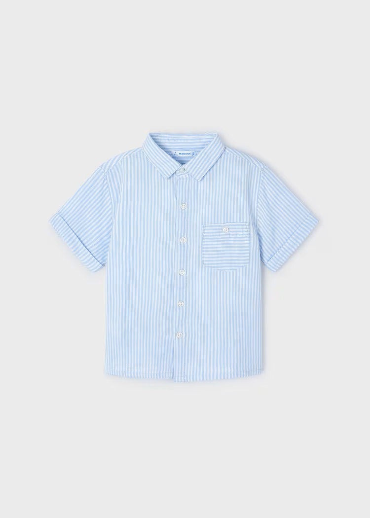 MAYORAL STRIPED BUTTON DOWN SHIRT - POWDER BLUE