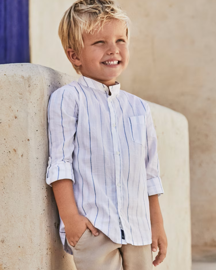 MAYORAL STRIPED LINEN SHIRT - WHITE