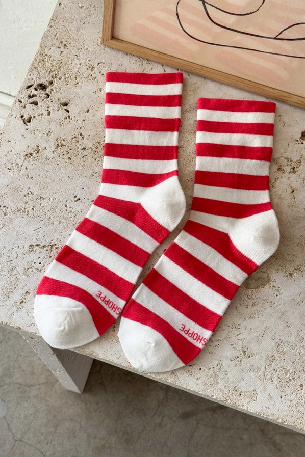 LE BON SHOPPE WALLY SOCKS - WIDE RED STRIPE