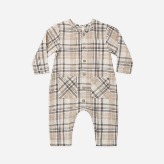 QUINCY MAE POCKETED WOVEN JUMPSUIT - FALL PLAID