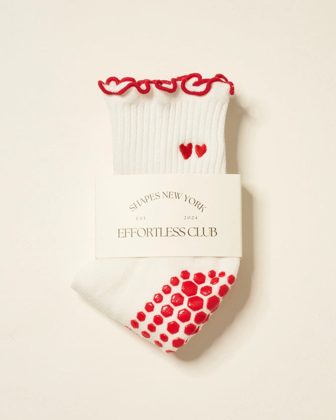 EFFORTLESS CLUB RUFFLED GRIP SOCKS - RED