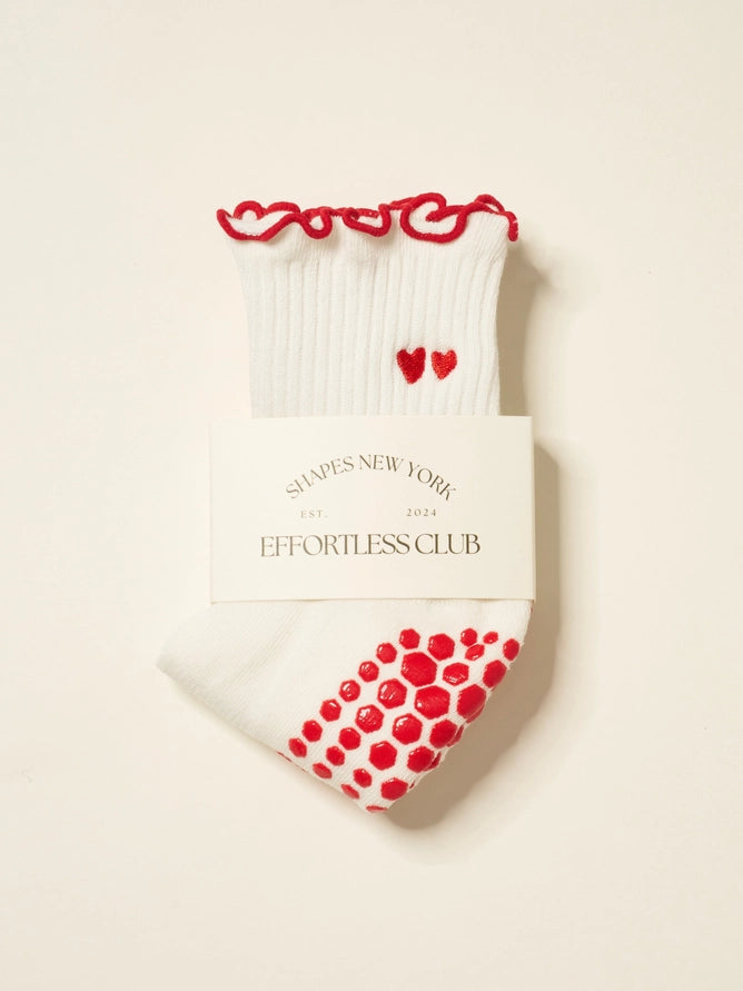 EFFORTLESS CLUB RUFFLED GRIP SOCKS - RED