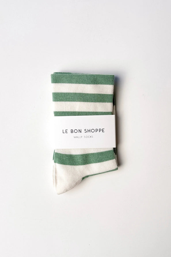 LE BON SHOPPE WALLY SOCKS - WIDE MATCHA STRIPE