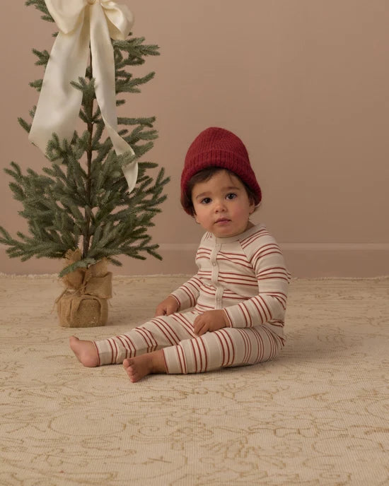 RYLEE + CRU ORGANIC ONESIE PAJAMAS - HOLIDAY STRIPE