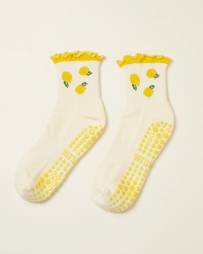 EFFORTLESS CLUB RUFFLED GRIP SOCKS - LEMON