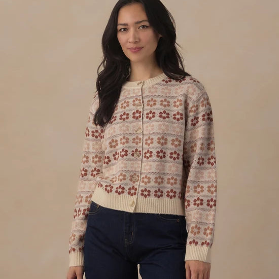 RYLEE + CRU CHEYENNE CARDIGAN - FLOWER FAIR ISLE
