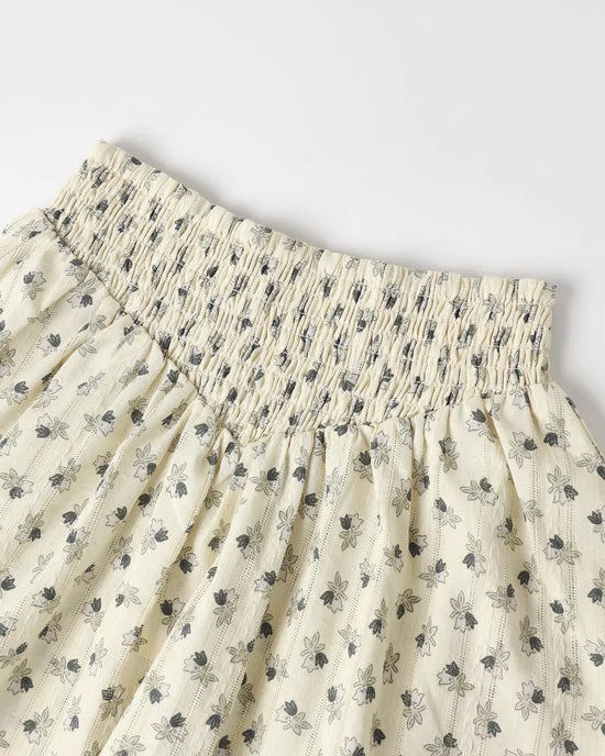 RYLEE + CRU SMOCKED V SKIRT - VINTAGE FLEUR