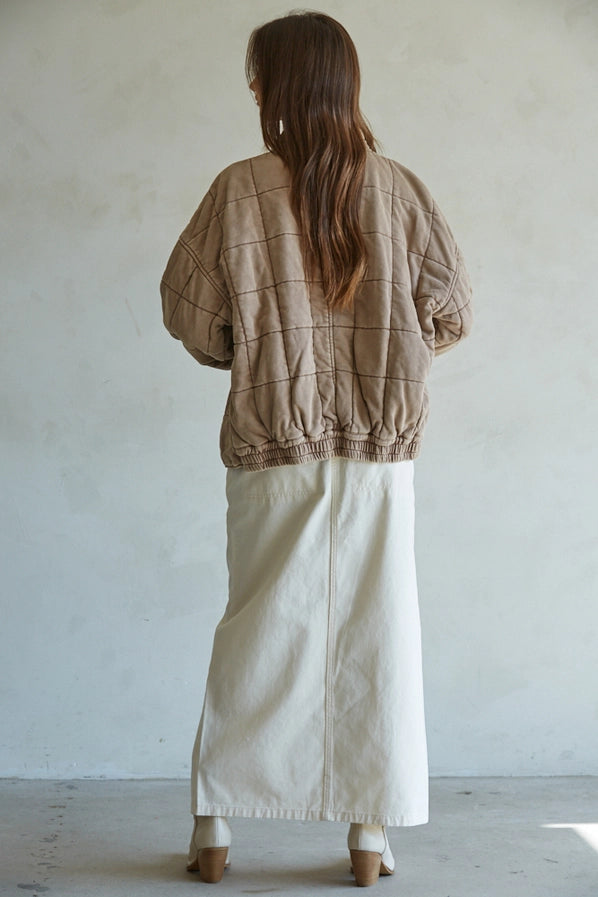 IT'S ALL GOOD QUILTED JACKET - ROSE TAUPE