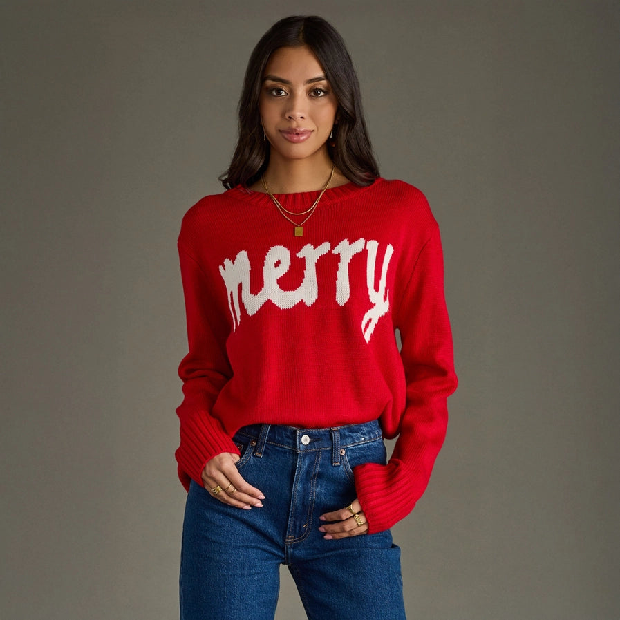 MERRY KNIT SWEATER - RED