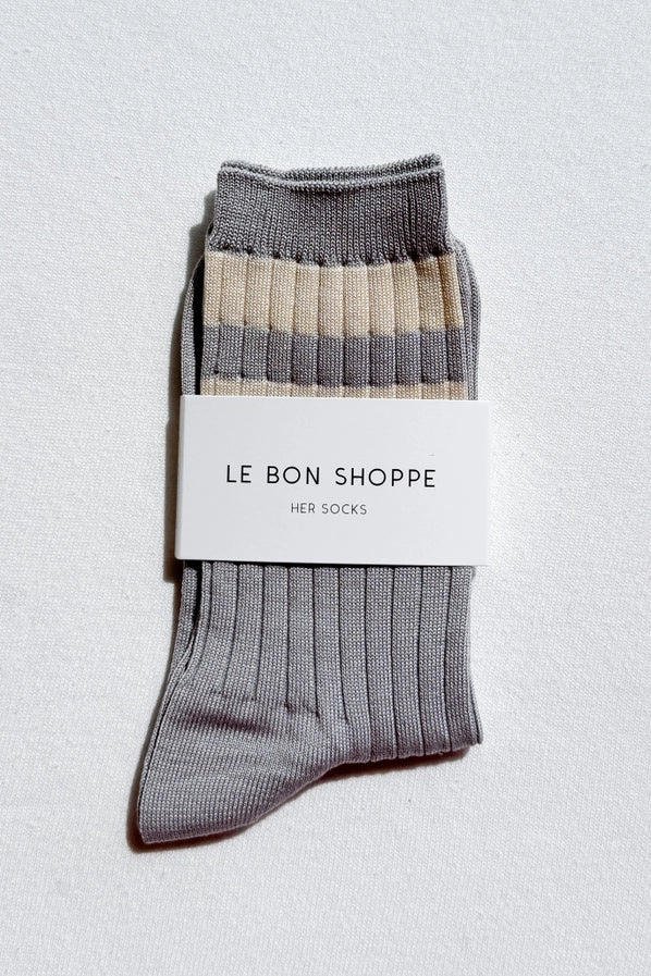 LE BON SHOPPE HER SOCKS VARSITY - STONE