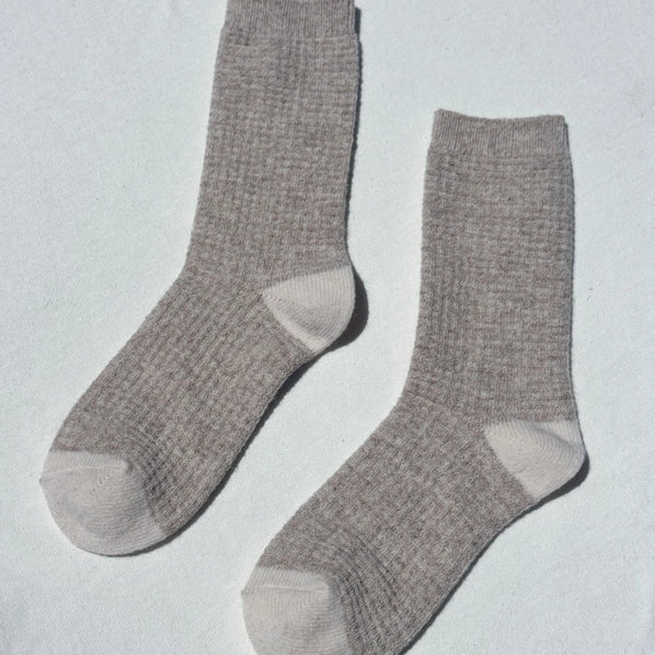 LE BON SHOPPE WOOL WAFFLED SOCKS - OATMEAL