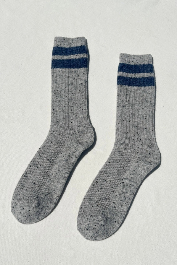 LE BON SHOPPE SOCKS VARSITY SNOW SOCKS - GREY / BLUE