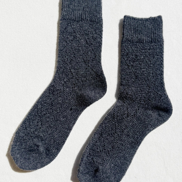 LE BON SHOPPE CASHMERE POINTELLE SOCKS - CHARCOAL