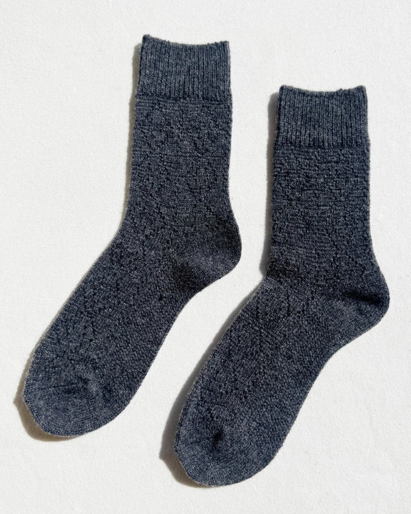 LE BON SHOPPE CASHMERE POINTELLE SOCKS - CHARCOAL