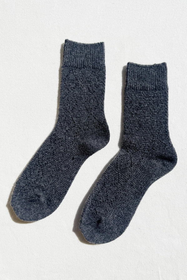 LE BON SHOPPE CASHMERE POINTELLE SOCKS - CHARCOAL