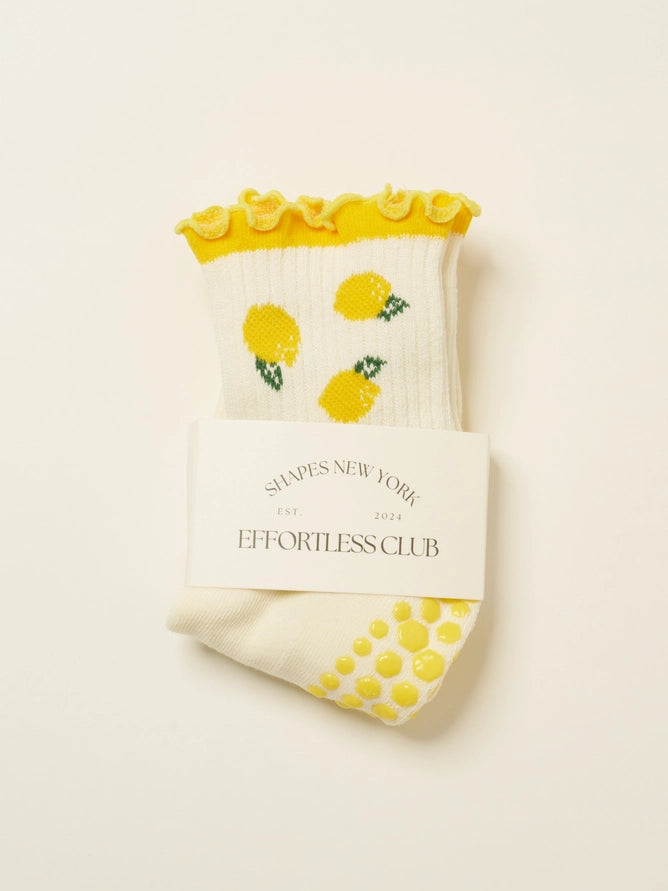 EFFORTLESS CLUB RUFFLED GRIP SOCKS - LEMON