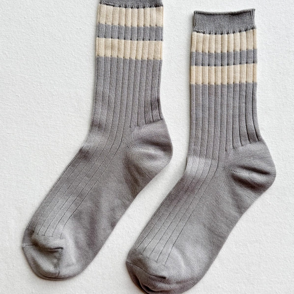 LE BON SHOPPE HER SOCKS VARSITY - STONE