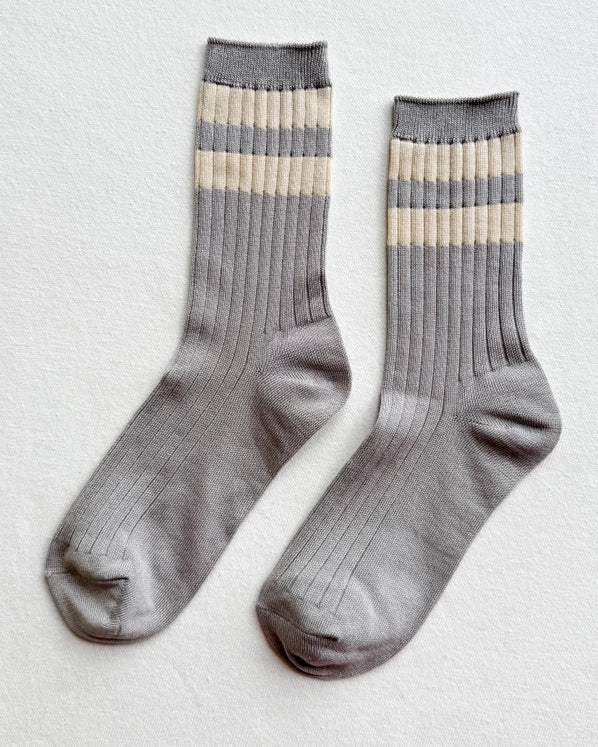 LE BON SHOPPE HER SOCKS VARSITY - STONE