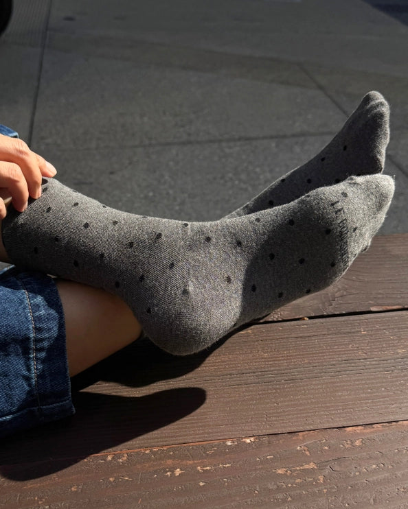 LE BON SHOPPE PRINTED SNEAKER SOCKS - CHARCOAL
