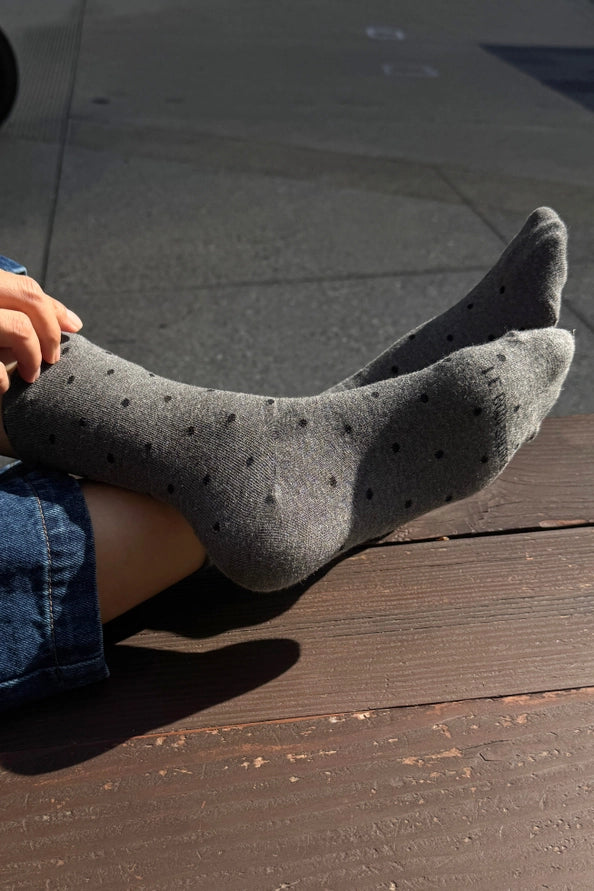 LE BON SHOPPE PRINTED SNEAKER SOCKS - CHARCOAL