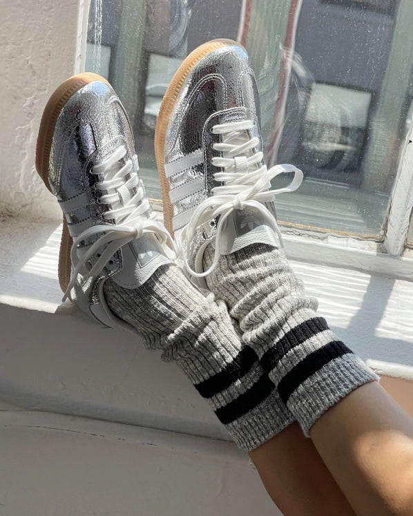 LE BON SHOPPE COTTAGE VARSITY SOCKS -  HT GREY