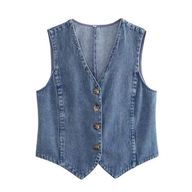 DAN DENIM VEST - MEDIUM WASH