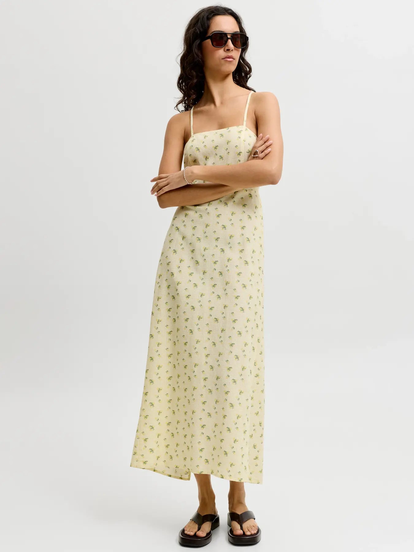 JJXX ANIKA OPEN BACK MIDI DRESS - SUNLIGHT