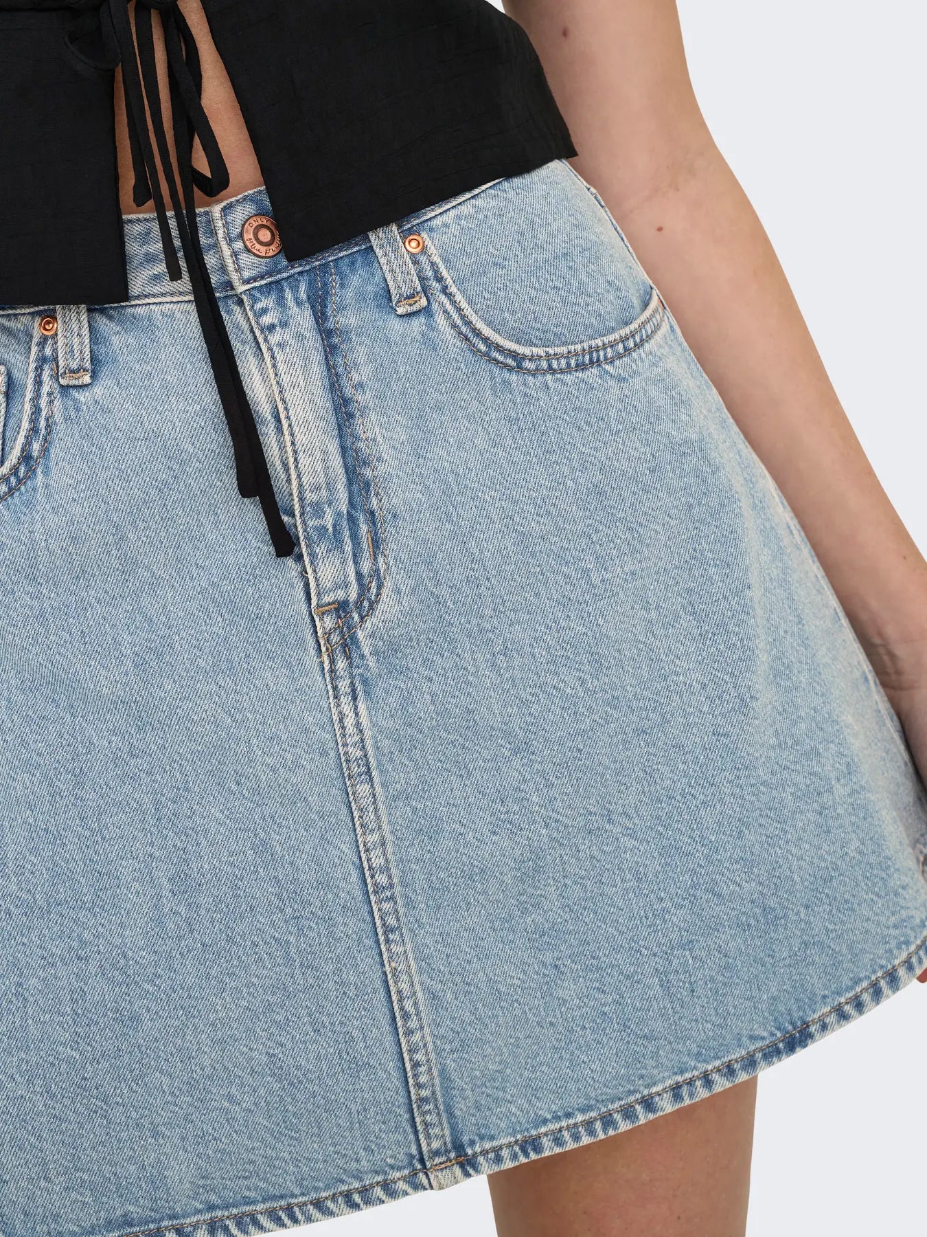 ONLY EDEN A LINE DENIM SKIRT - LIGHT BLUE WASH