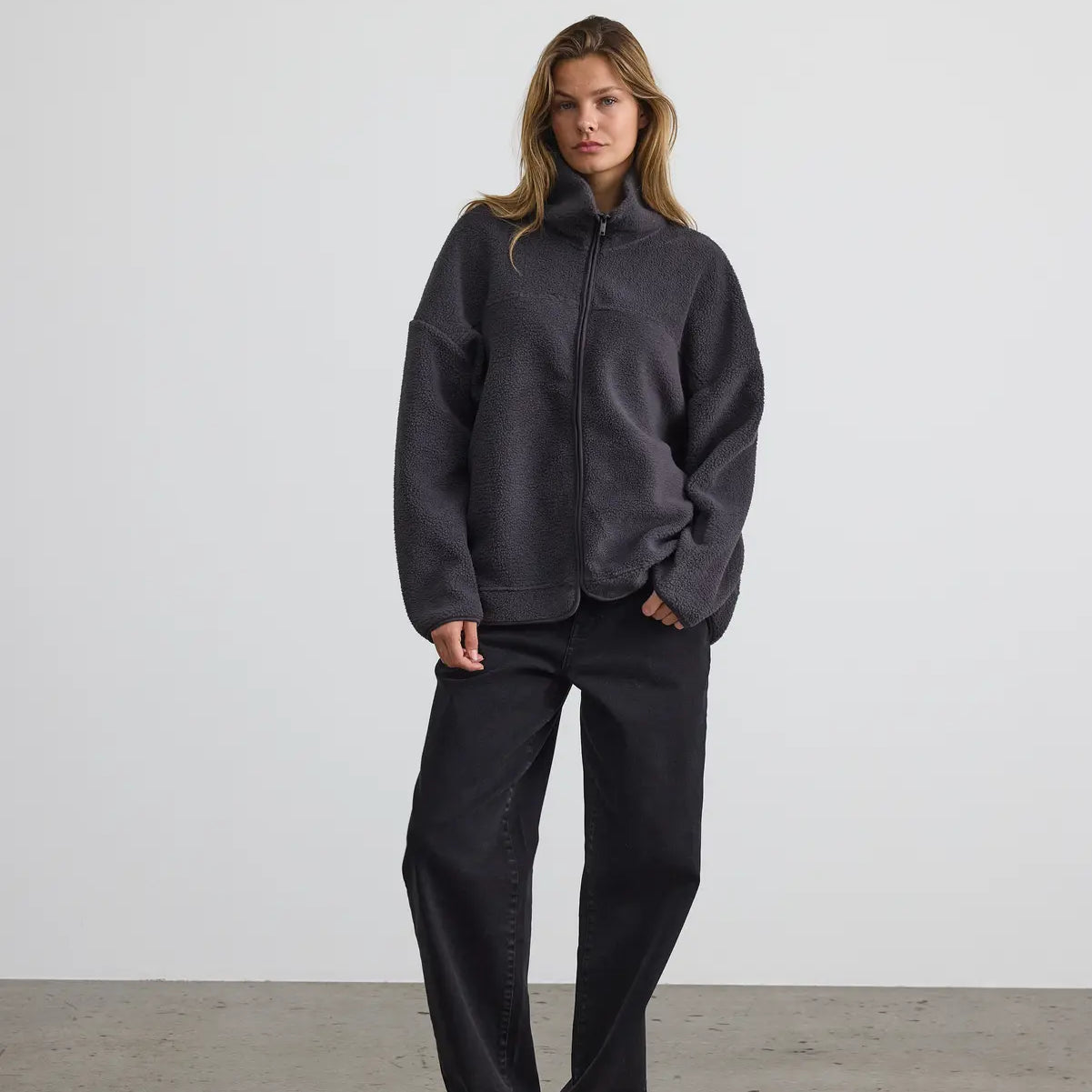 NM COZY SHERPA ZIP JACKET - OBSIDIAN