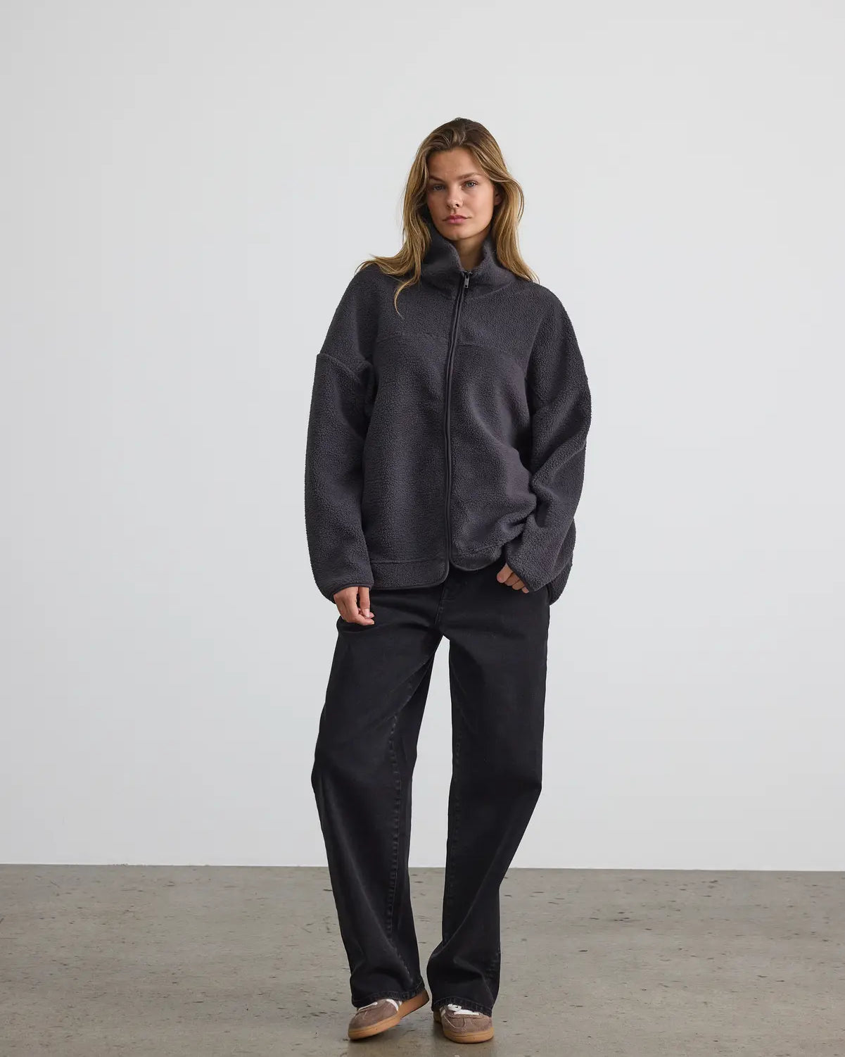 NM COZY SHERPA ZIP JACKET - OBSIDIAN