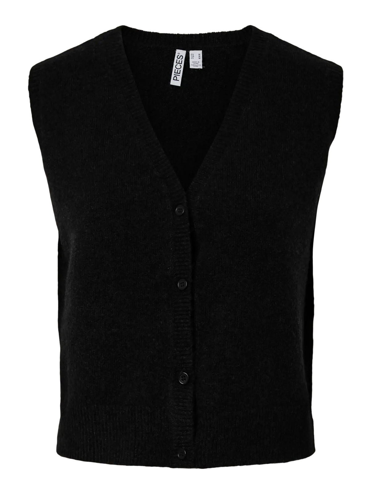 PIECES SALLY V NECK VEST - BLACK