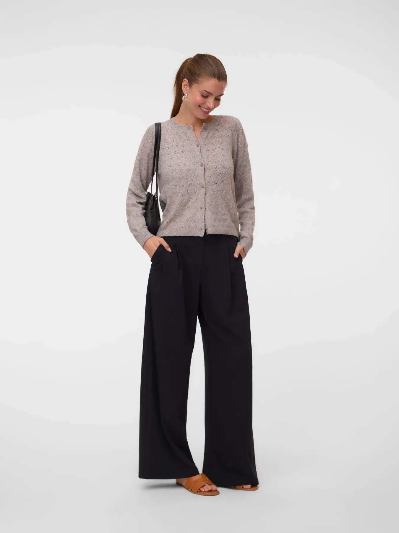 VM DOFFY OPEN STITCH LS CARDIGAN - MOON ROCK