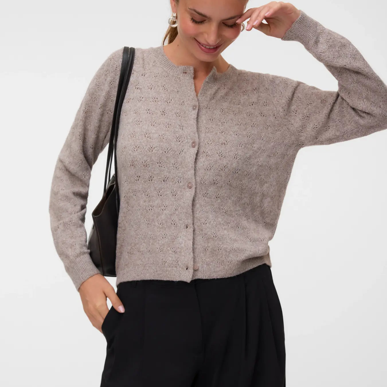 VM DOFFY OPEN STITCH LS CARDIGAN - MOON ROCK