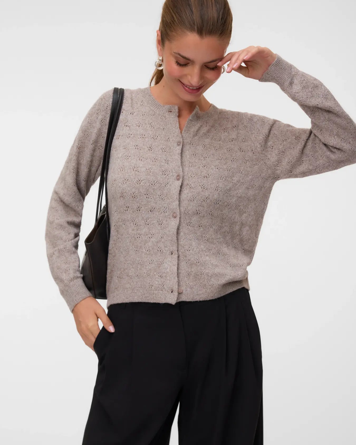 VM DOFFY OPEN STITCH LS CARDIGAN - MOON ROCK