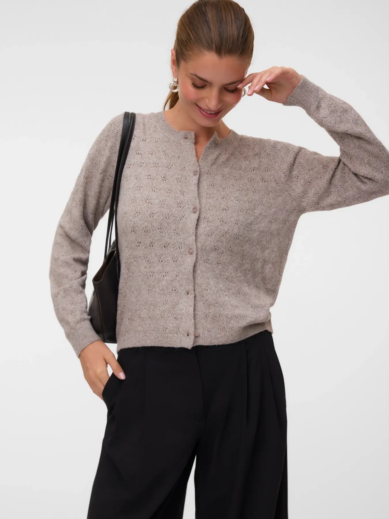 VM DOFFY OPEN STITCH LS CARDIGAN - MOON ROCK