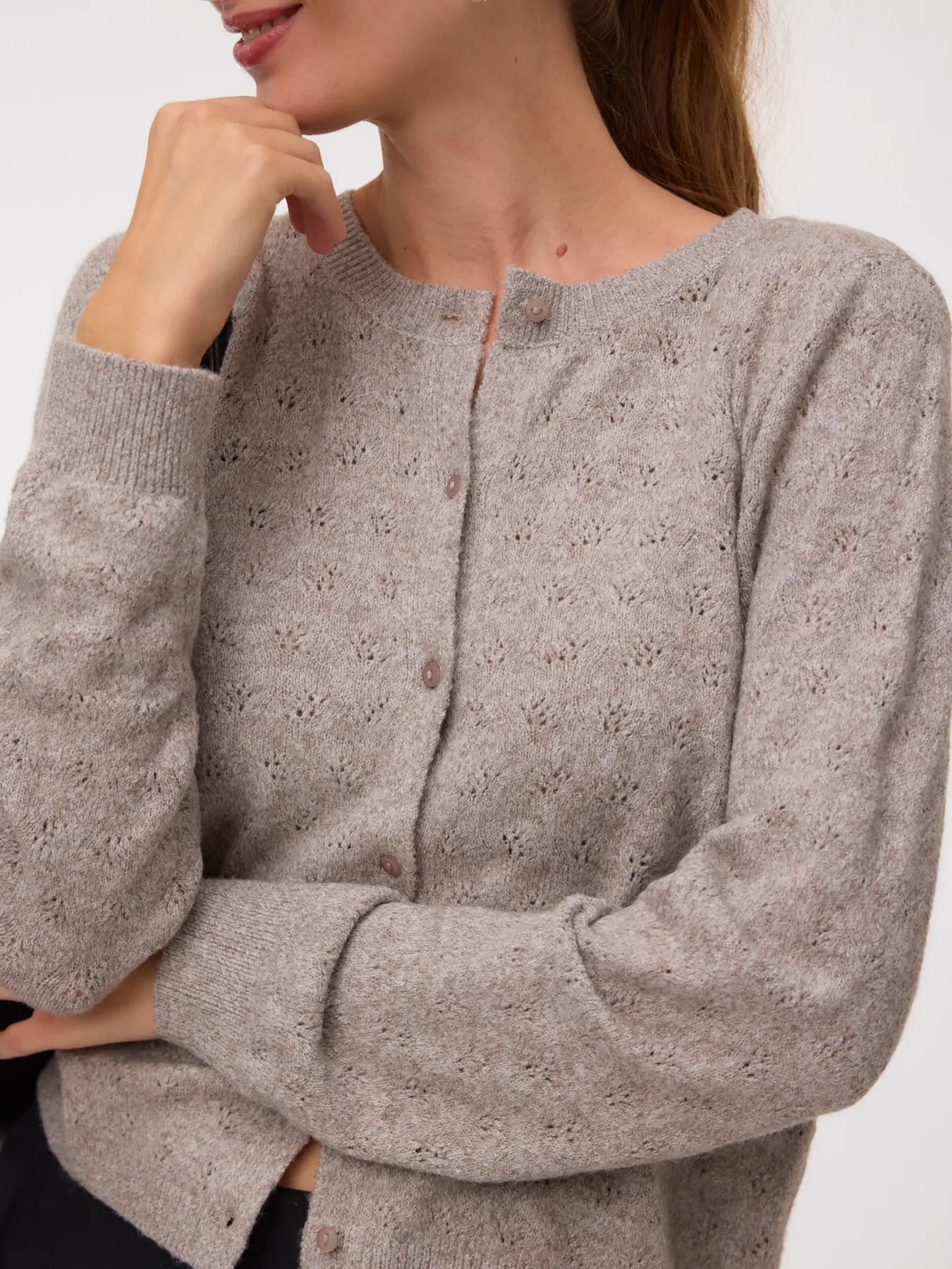VM DOFFY OPEN STITCH LS CARDIGAN - MOON ROCK