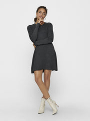 ALMA O NECK KNIT DRESS - DARK GREY MELANGE