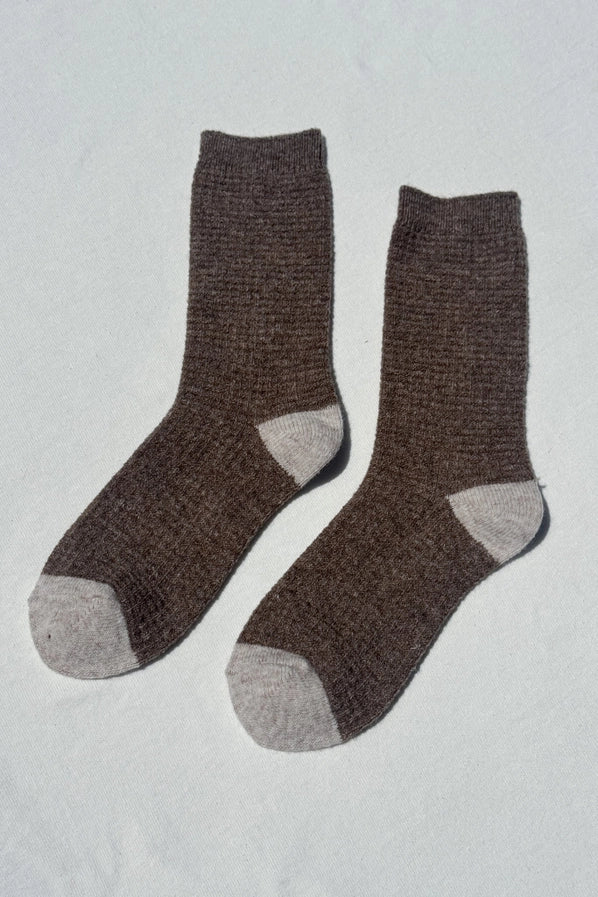 LE BON SHOPPE WOOL WAFFLED SOCKS - BROWN