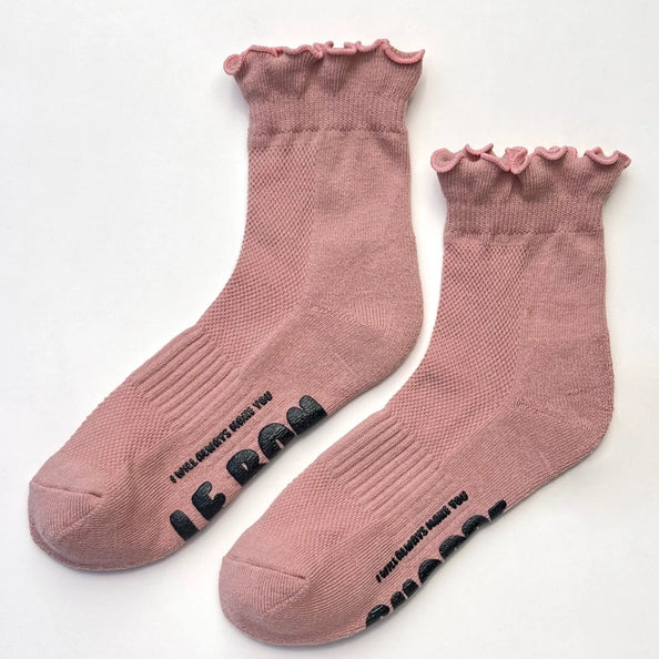 LE BON SHOPPE RUFFLED HUGGER SOCKS - VINTAGE PINK