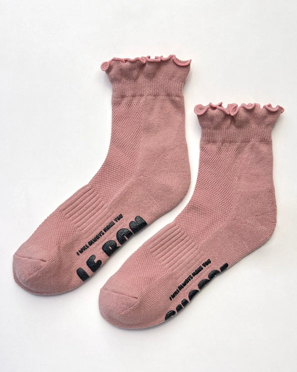 LE BON SHOPPE RUFFLED HUGGER SOCKS - VINTAGE PINK