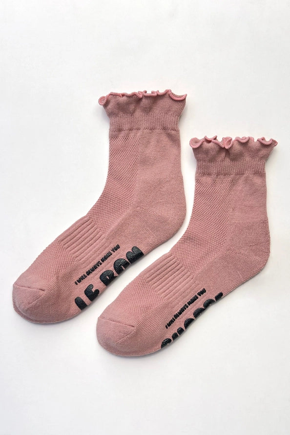 LE BON SHOPPE RUFFLED HUGGER SOCKS - VINTAGE PINK