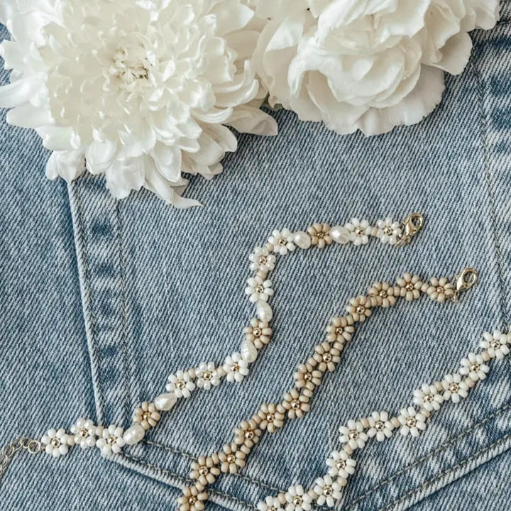 OAK + EVE GOLD FILLED DAISY BRACELET - CAFE AU LAIT