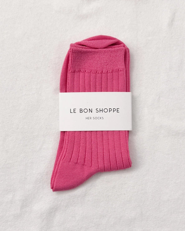 LE BON SHOPPE HER SOCKS - BRIGHT PINK