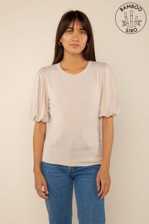 REAGAN BAMBOO PUFF TEE - SAND