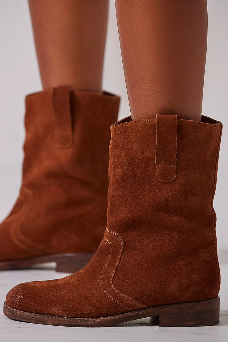 FREE PEOPLE EASTON EQUESTRIAN ANKLE BOOT - SADDLE SUEDE