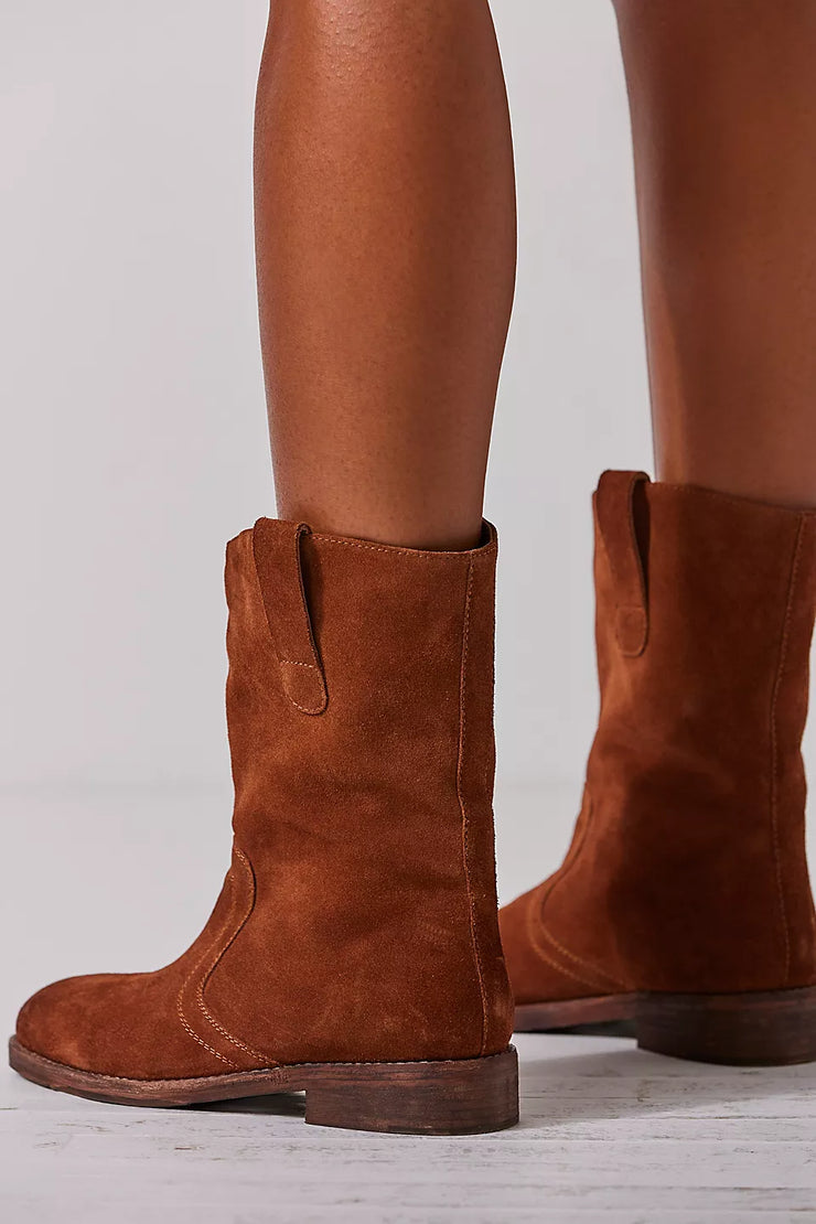 FREE PEOPLE EASTON EQUESTRIAN ANKLE BOOT - SADDLE SUEDE