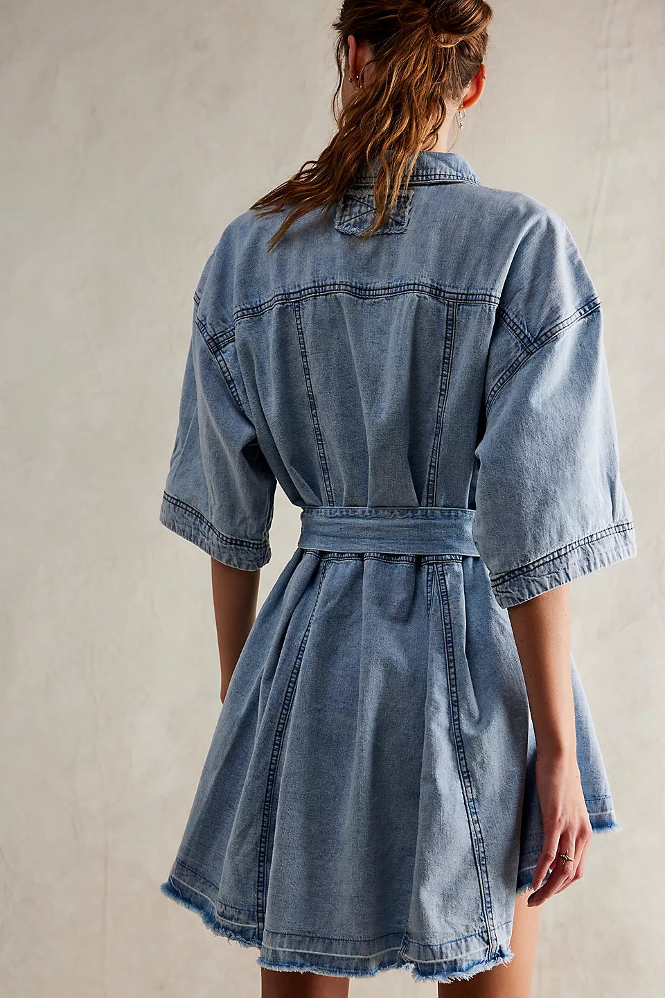 FREE PEOPLE JENNY DENIM TUNIC DRESS - LIGHT INDIGO