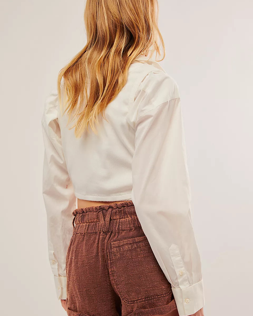 FREE PEOPLE SOLAR FLARE BAJA SHORTS - COCONUT SHELL